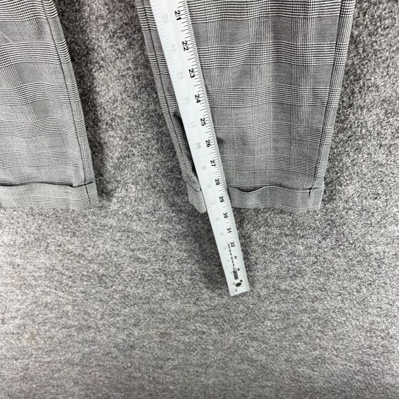 H&M Pants Women 29 Plus Gray Plaid High Rise Skinny Fit Cuffed Flat Front Chino - Picture 7 of 10